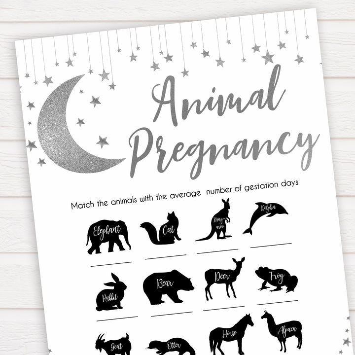 Silver little star, animal pregnancy baby games, baby shower games, printable baby games, fun baby games, twinkle little star games, baby games, fun baby shower ideas, baby shower ideas