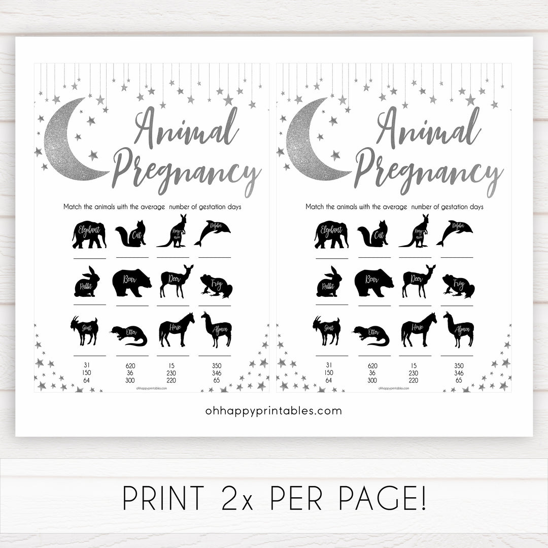 Silver little star, animal pregnancy baby games, baby shower games, printable baby games, fun baby games, twinkle little star games, baby games, fun baby shower ideas, baby shower ideas
