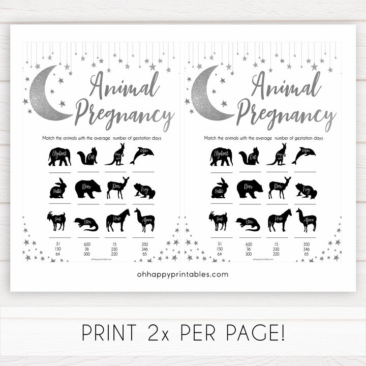Silver little star, animal pregnancy baby games, baby shower games, printable baby games, fun baby games, twinkle little star games, baby games, fun baby shower ideas, baby shower ideas