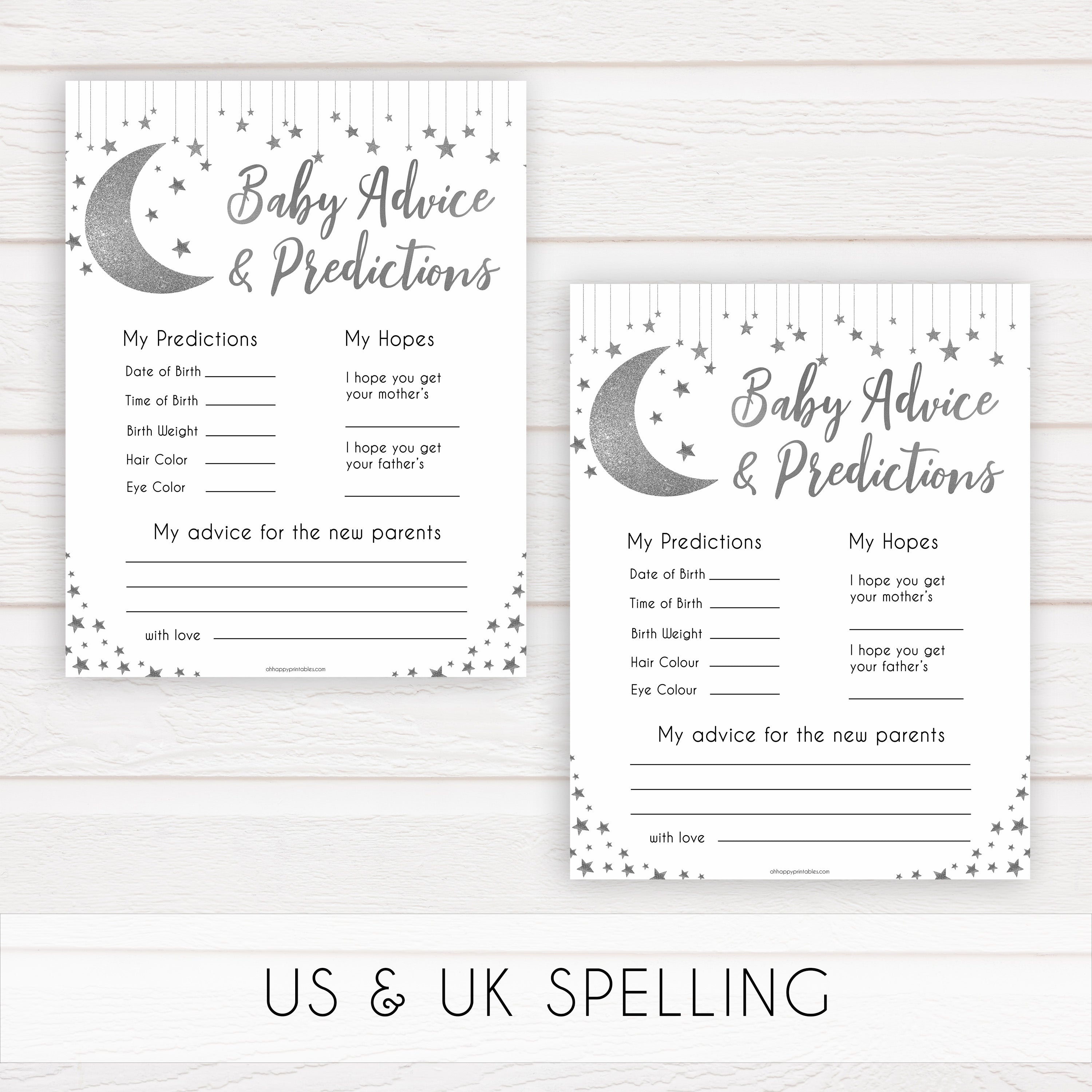 Silver little star, baby advice and predictions baby games, baby shower games, printable baby games, fun baby games, twinkle little star games, baby games, fun baby shower ideas, baby shower ideas
