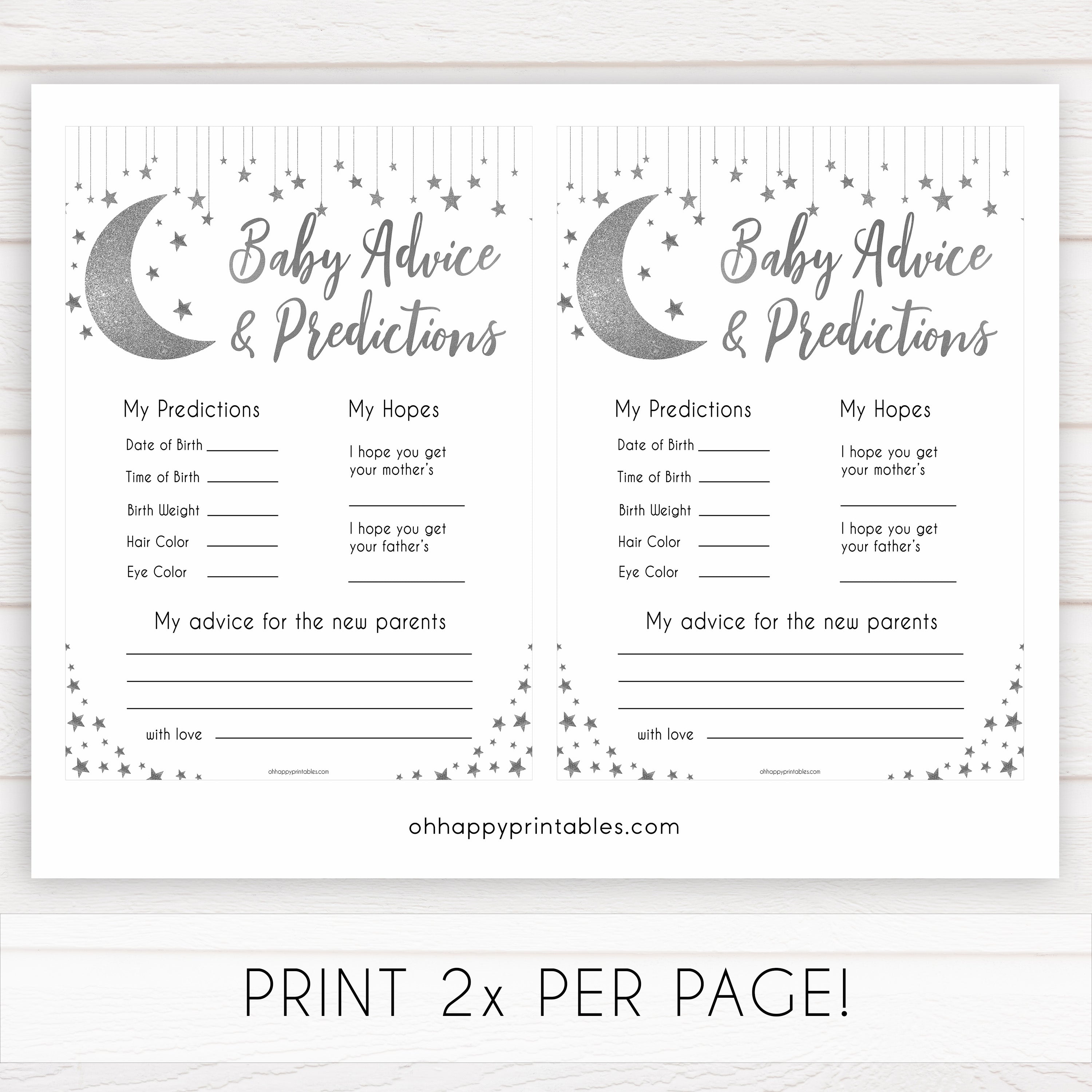 Silver little star, baby advice and predictions baby games, baby shower games, printable baby games, fun baby games, twinkle little star games, baby games, fun baby shower ideas, baby shower ideas