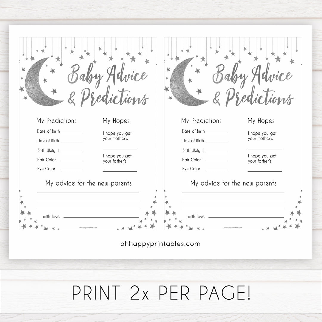 Silver little star, baby advice and predictions baby games, baby shower games, printable baby games, fun baby games, twinkle little star games, baby games, fun baby shower ideas, baby shower ideas