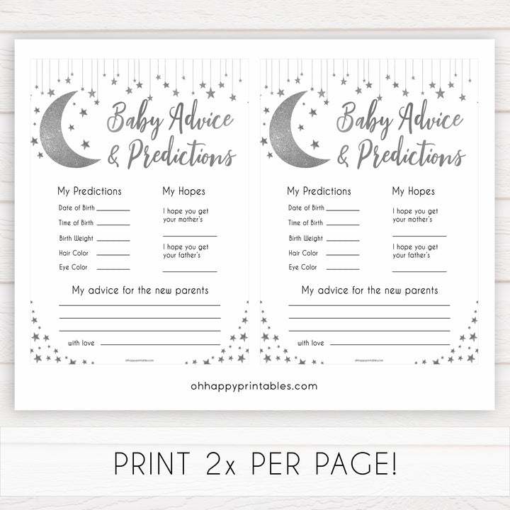 Silver little star, baby advice and predictions baby games, baby shower games, printable baby games, fun baby games, twinkle little star games, baby games, fun baby shower ideas, baby shower ideas