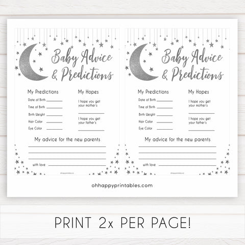 Silver little star, baby advice and predictions baby games, baby shower games, printable baby games, fun baby games, twinkle little star games, baby games, fun baby shower ideas, baby shower ideas