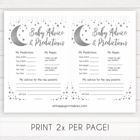 Silver little star, baby advice and predictions baby games, baby shower games, printable baby games, fun baby games, twinkle little star games, baby games, fun baby shower ideas, baby shower ideas