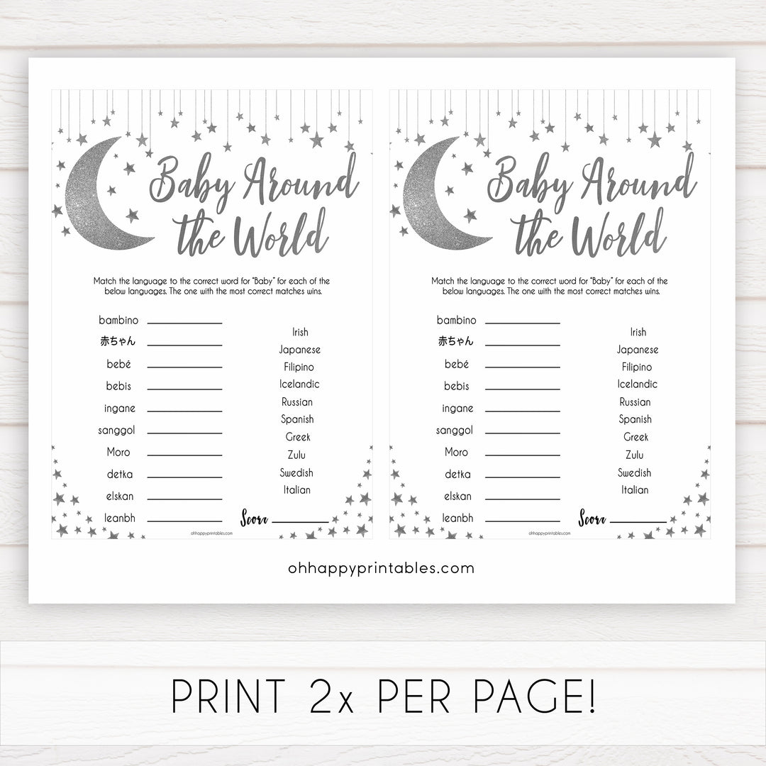 Silver little star, baby around the world baby games, baby shower games, printable baby games, fun baby games, twinkle little star games, baby games, fun baby shower ideas, baby shower ideas