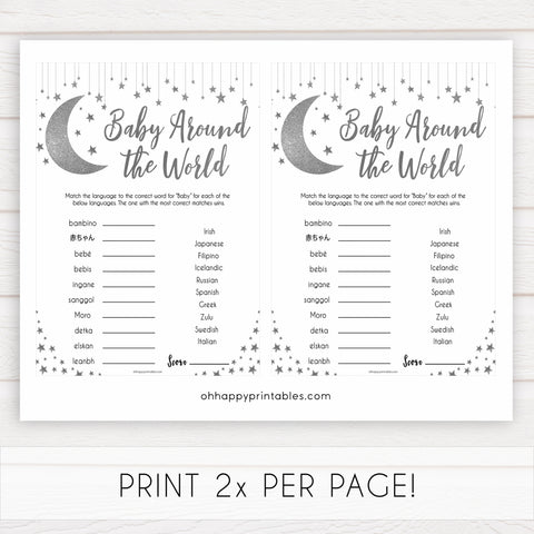 Silver little star, baby around the world baby games, baby shower games, printable baby games, fun baby games, twinkle little star games, baby games, fun baby shower ideas, baby shower ideas
