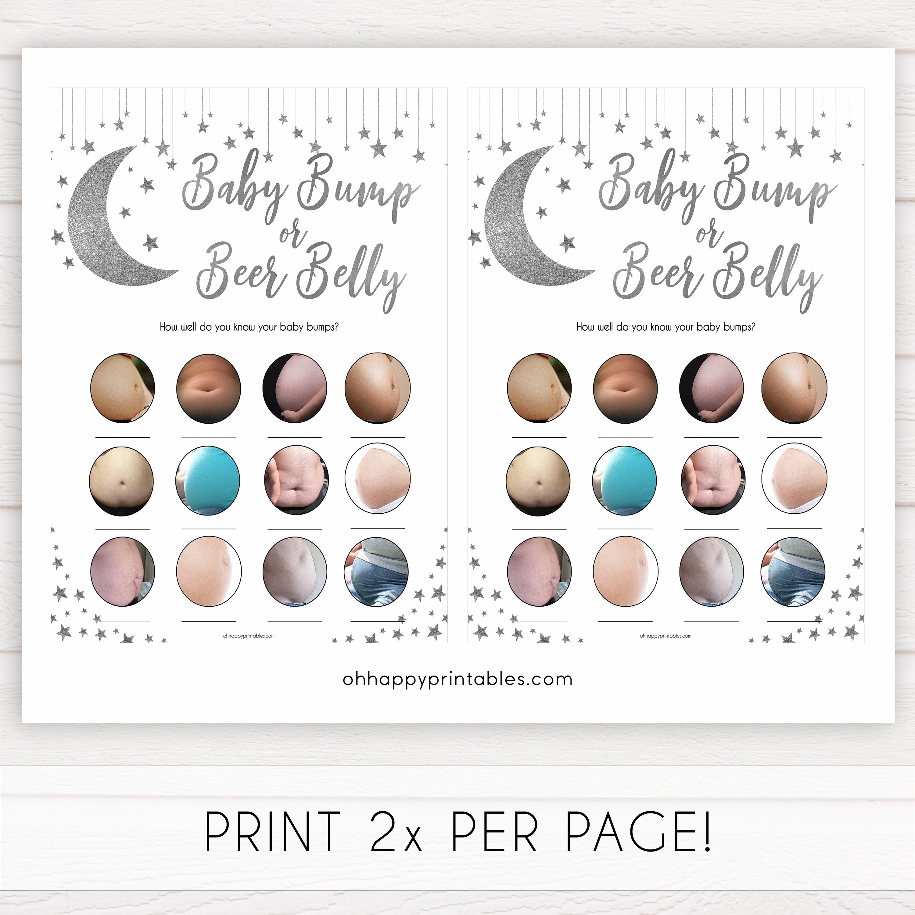 Silver little star, baby bump or beer belly, baby bump game, baby games, baby shower games, printable baby games, fun baby games, twinkle little star games, baby games, fun baby shower ideas, baby shower ideas