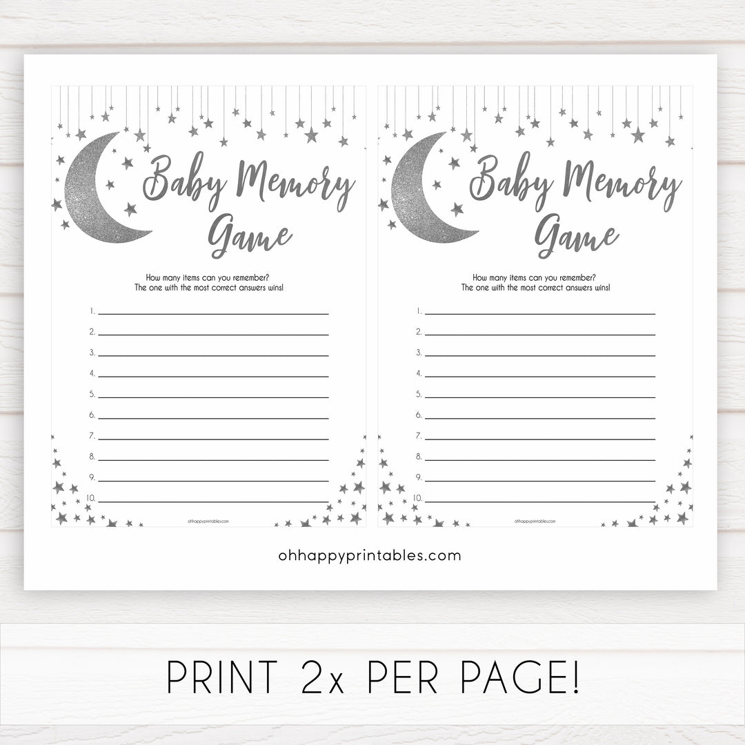 Silver little star, baby memory game, baby games, baby shower games, printable baby games, fun baby games, twinkle little star games, baby games, fun baby shower ideas, baby shower ideas