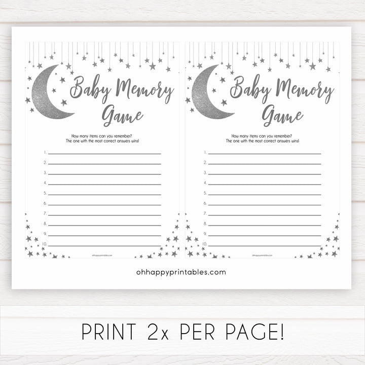 Silver little star, baby memory game, baby games, baby shower games, printable baby games, fun baby games, twinkle little star games, baby games, fun baby shower ideas, baby shower ideas