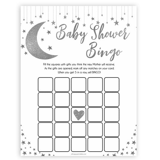 Silver little star, baby shower bingo baby games, baby shower games, printable baby games, fun baby games, twinkle little star games, baby games, fun baby shower ideas, baby shower ideas