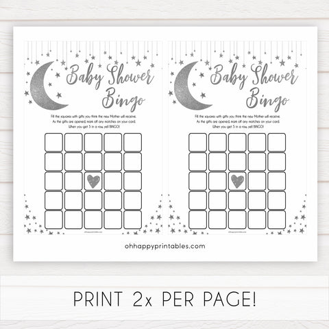 Silver little star, baby shower bingo baby games, baby shower games, printable baby games, fun baby games, twinkle little star games, baby games, fun baby shower ideas, baby shower ideas