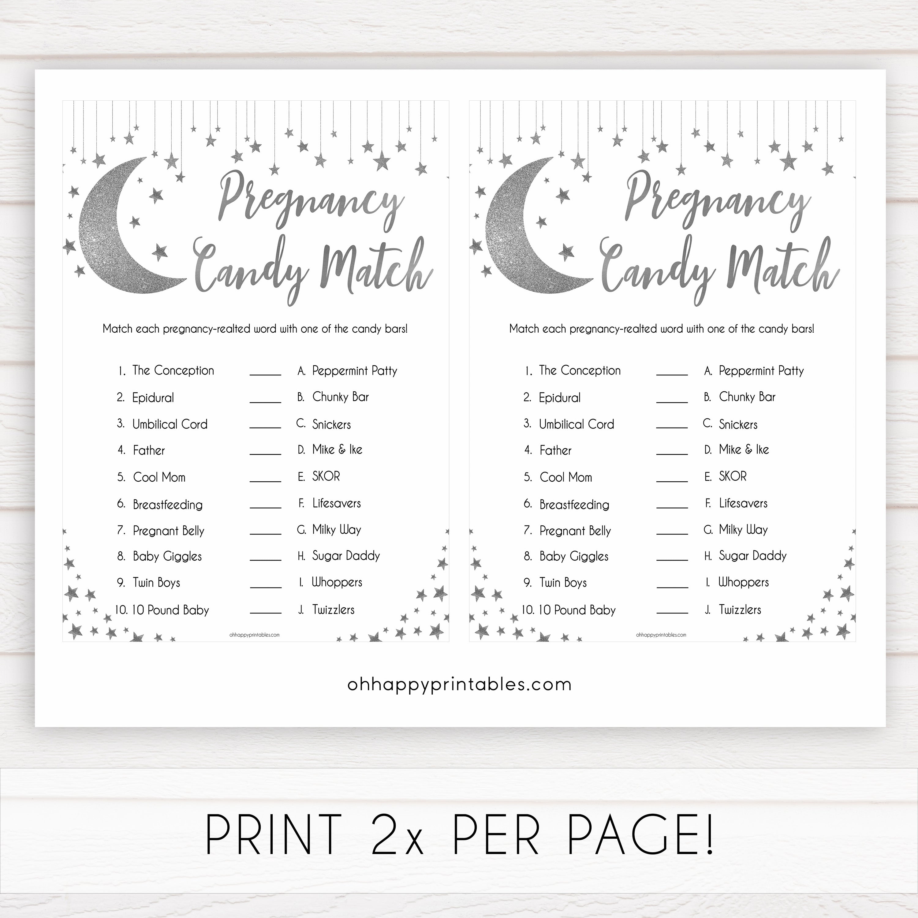 Silver little star, candy match baby games, baby shower games, printable baby games, fun baby games, twinkle little star games, baby games, fun baby shower ideas, baby shower ideas