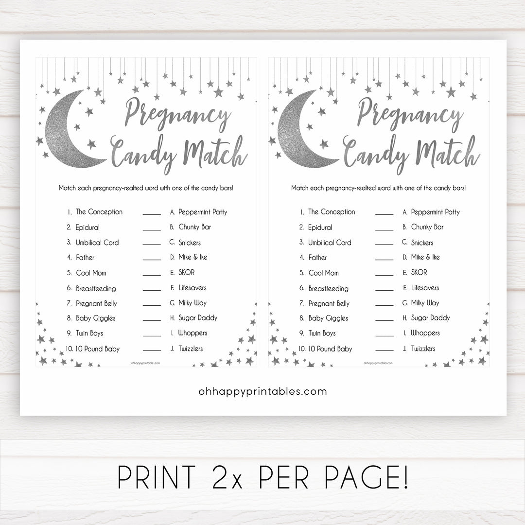 Silver little star, candy match baby games, baby shower games, printable baby games, fun baby games, twinkle little star games, baby games, fun baby shower ideas, baby shower ideas