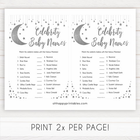Silver little star, celebrity baby names baby games, baby shower games, printable baby games, fun baby games, twinkle little star games, baby games, fun baby shower ideas, baby shower ideas