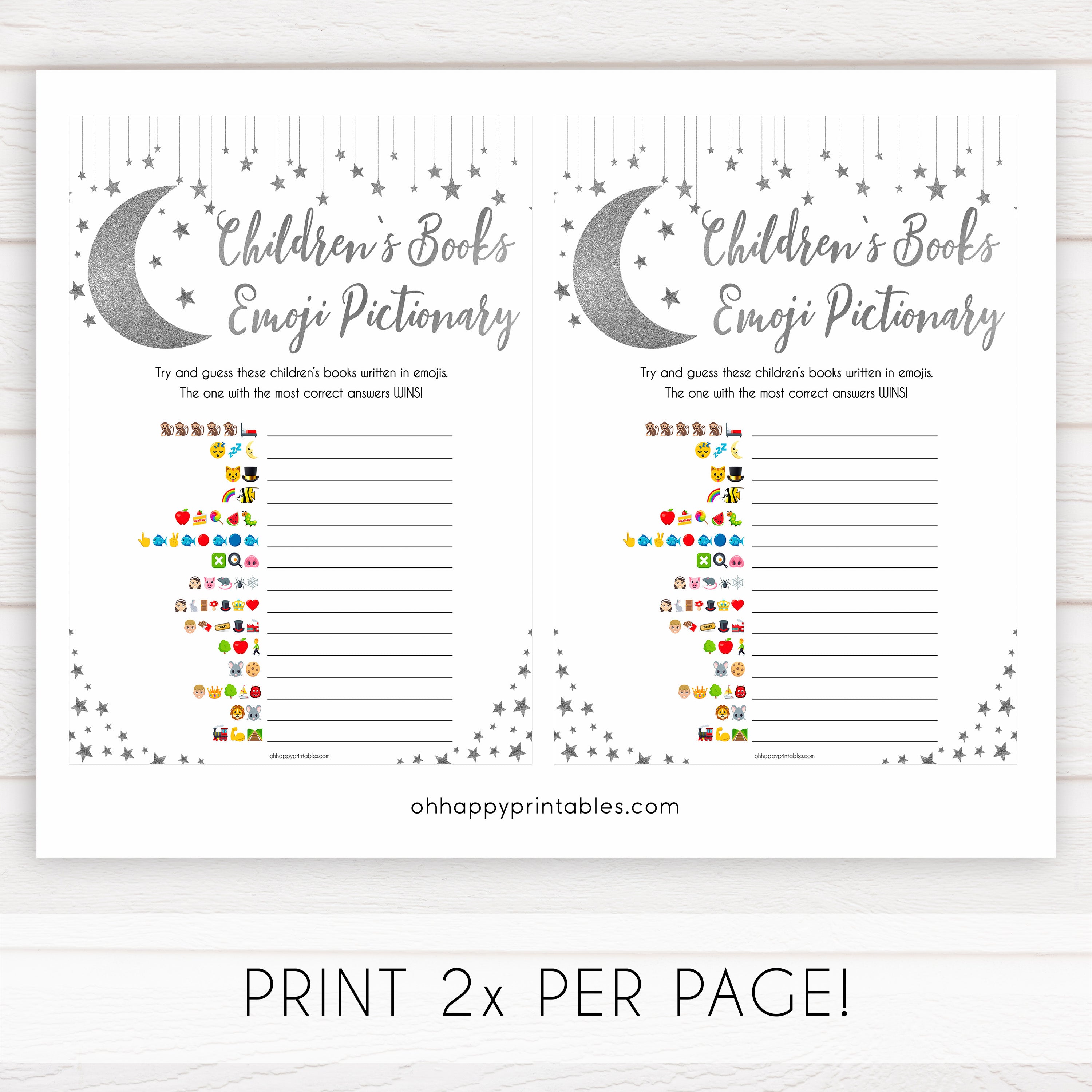 Silver little star, childrens book emoji pictionary baby games, baby shower games, printable baby games, fun baby games, twinkle little star games, baby games, fun baby shower ideas, baby shower ideas