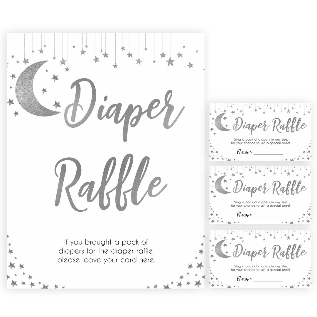 Silver little star, diaper raffle baby games, baby shower games, printable baby games, fun baby games, twinkle little star games, baby games, fun baby shower ideas, baby shower ideas