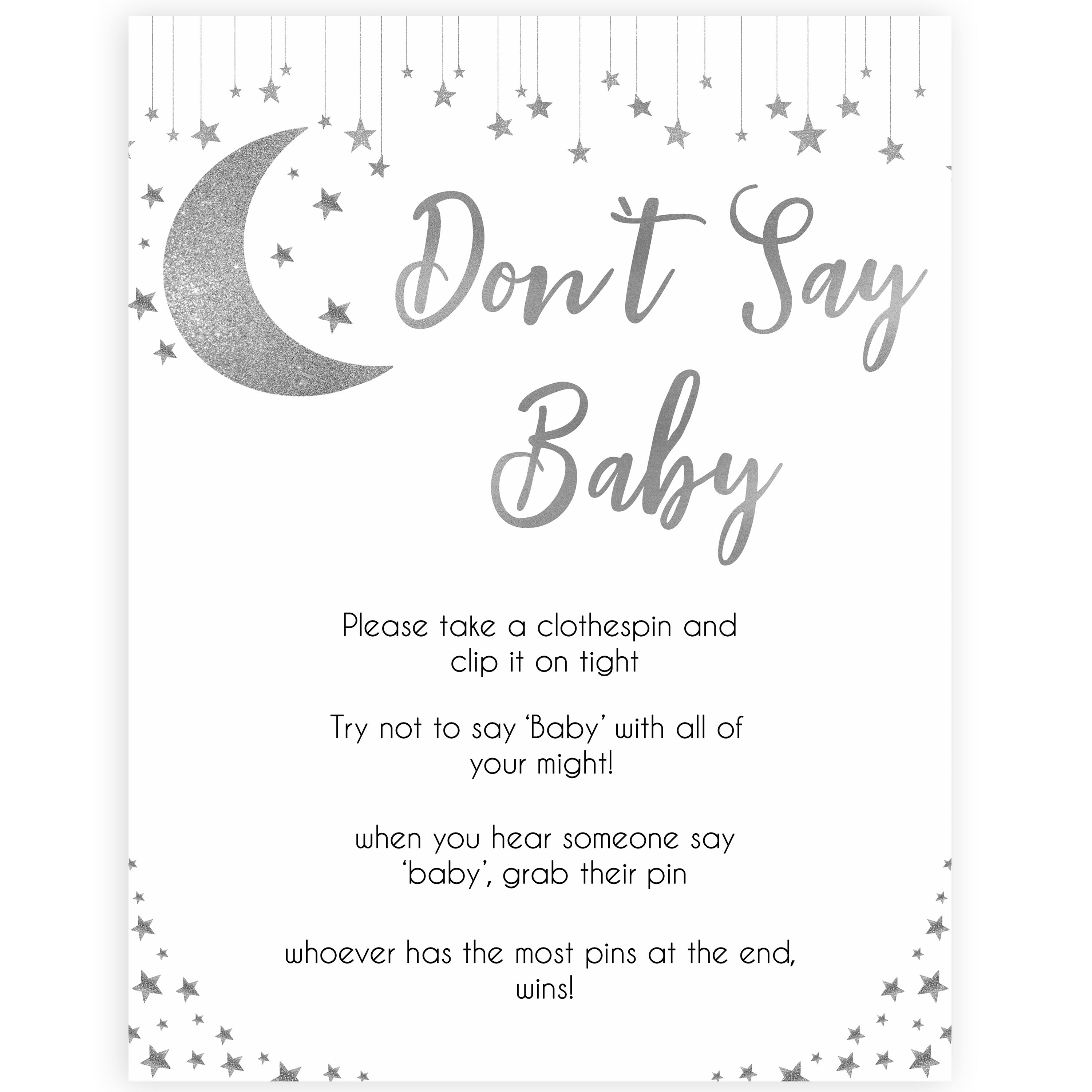 Silver little star, dont say baby baby games, baby shower games, printable baby games, fun baby games, twinkle little star games, baby games, fun baby shower ideas, baby shower ideas