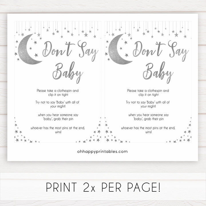 Silver little star, dont say baby baby games, baby shower games, printable baby games, fun baby games, twinkle little star games, baby games, fun baby shower ideas, baby shower ideas