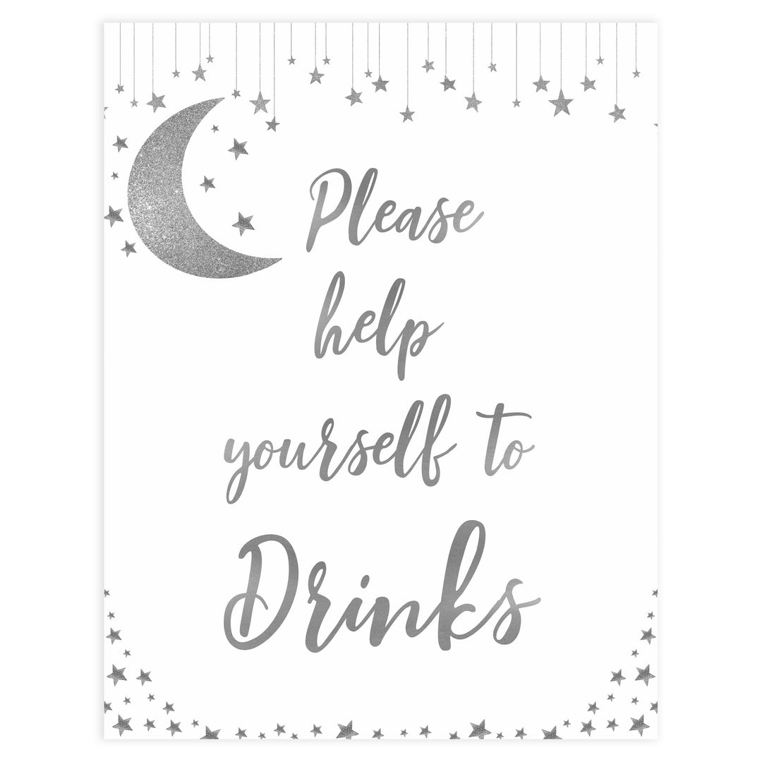 Drinks baby sign, Little star baby signs, printable baby signs, printable baby decor, twinkle baby shower, star baby decor, fun baby shower ideas, top baby shower themes