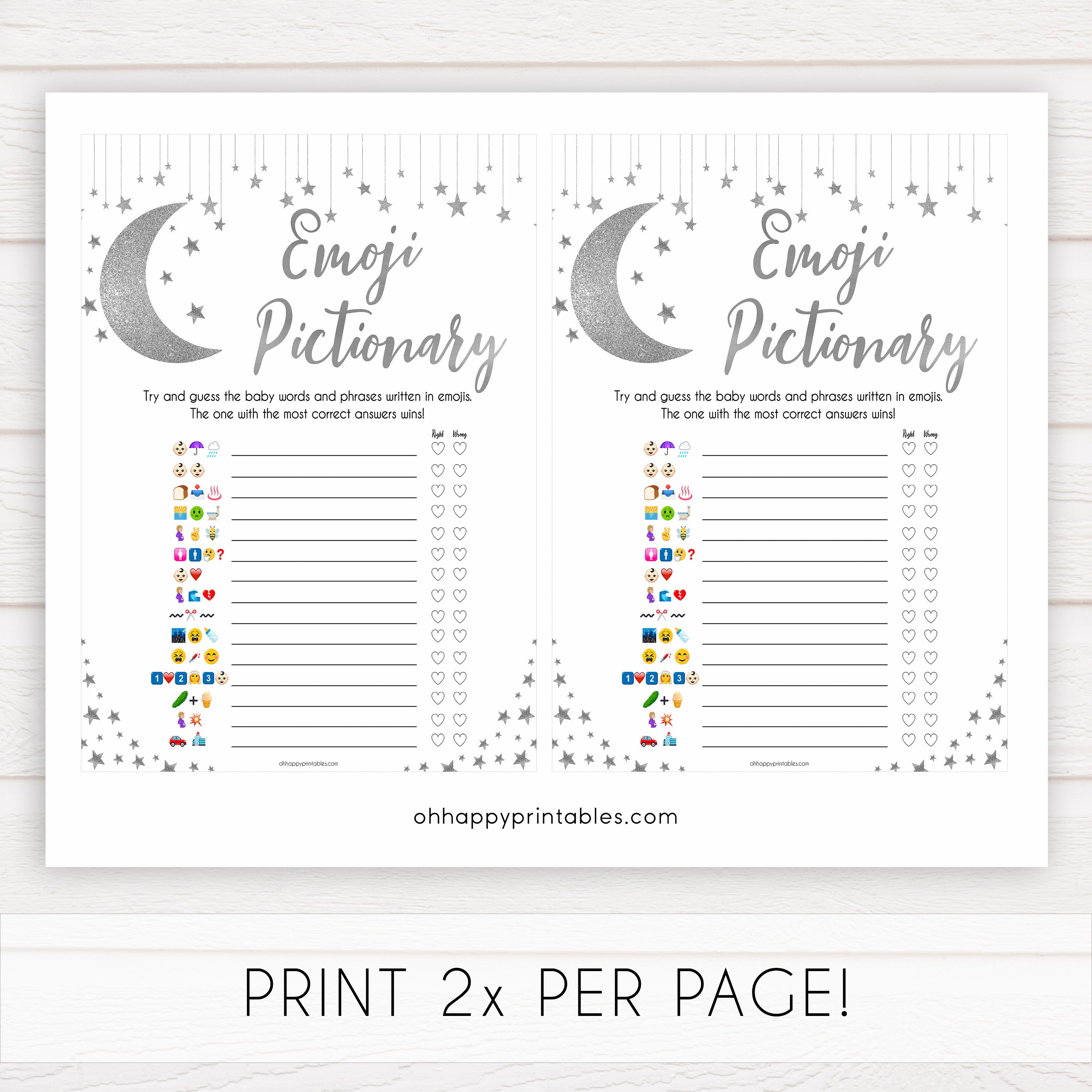 Silver little star, emoji pictionary baby games, baby shower games, printable baby games, fun baby games, twinkle little star games, baby games, fun baby shower ideas, baby shower ideas