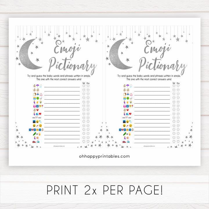 Silver little star, emoji pictionary baby games, baby shower games, printable baby games, fun baby games, twinkle little star games, baby games, fun baby shower ideas, baby shower ideas