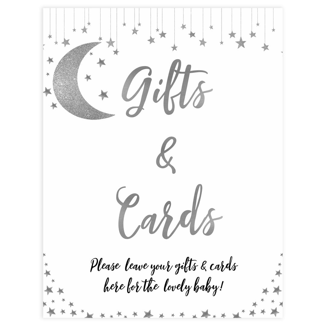 gifts and cards baby sign, Little star baby signs, printable baby signs, printable baby decor, twinkle baby shower, star baby decor, fun baby shower ideas, top baby shower themes