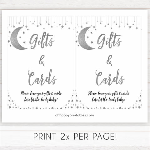 gifts and cards baby sign, Little star baby signs, printable baby signs, printable baby decor, twinkle baby shower, star baby decor, fun baby shower ideas, top baby shower themes