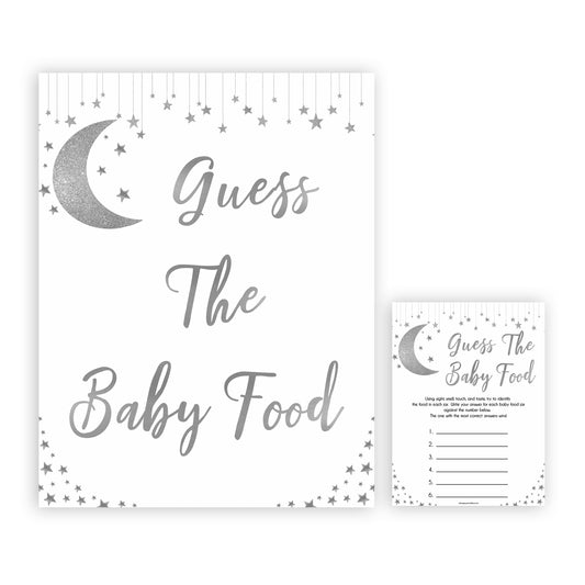 Silver little star, guess the baby food baby games, baby shower games, printable baby games, fun baby games, twinkle little star games, baby games, fun baby shower ideas, baby shower ideas
