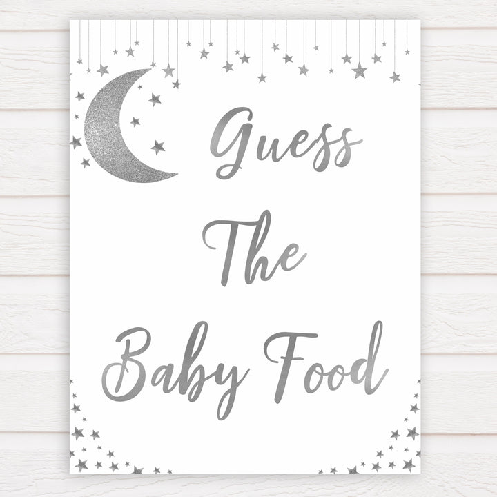Silver little star, guess the baby food baby games, baby shower games, printable baby games, fun baby games, twinkle little star games, baby games, fun baby shower ideas, baby shower ideas