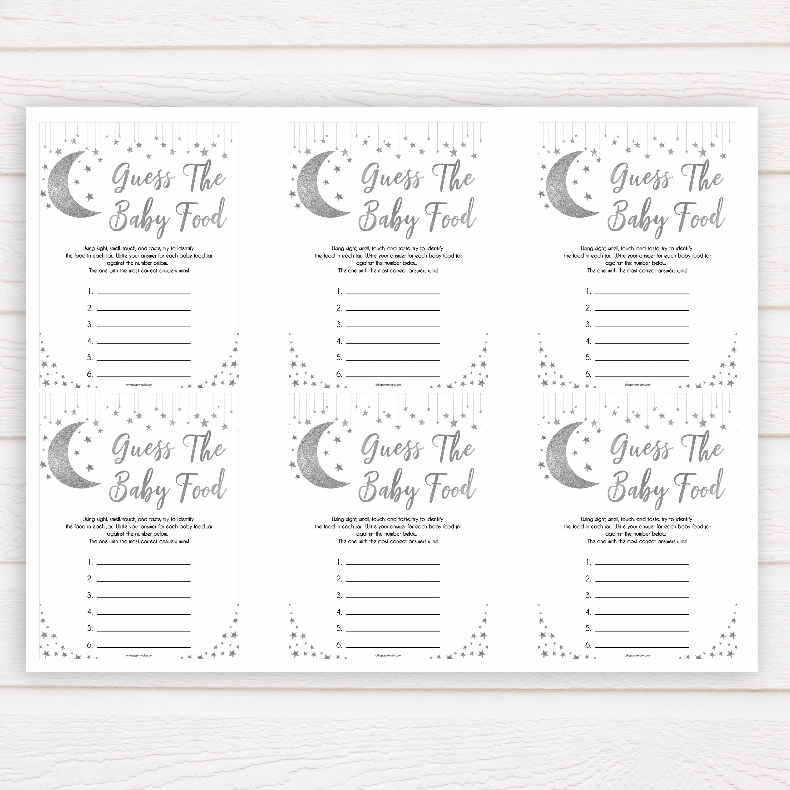 Silver little star, guess the baby food baby games, baby shower games, printable baby games, fun baby games, twinkle little star games, baby games, fun baby shower ideas, baby shower ideas