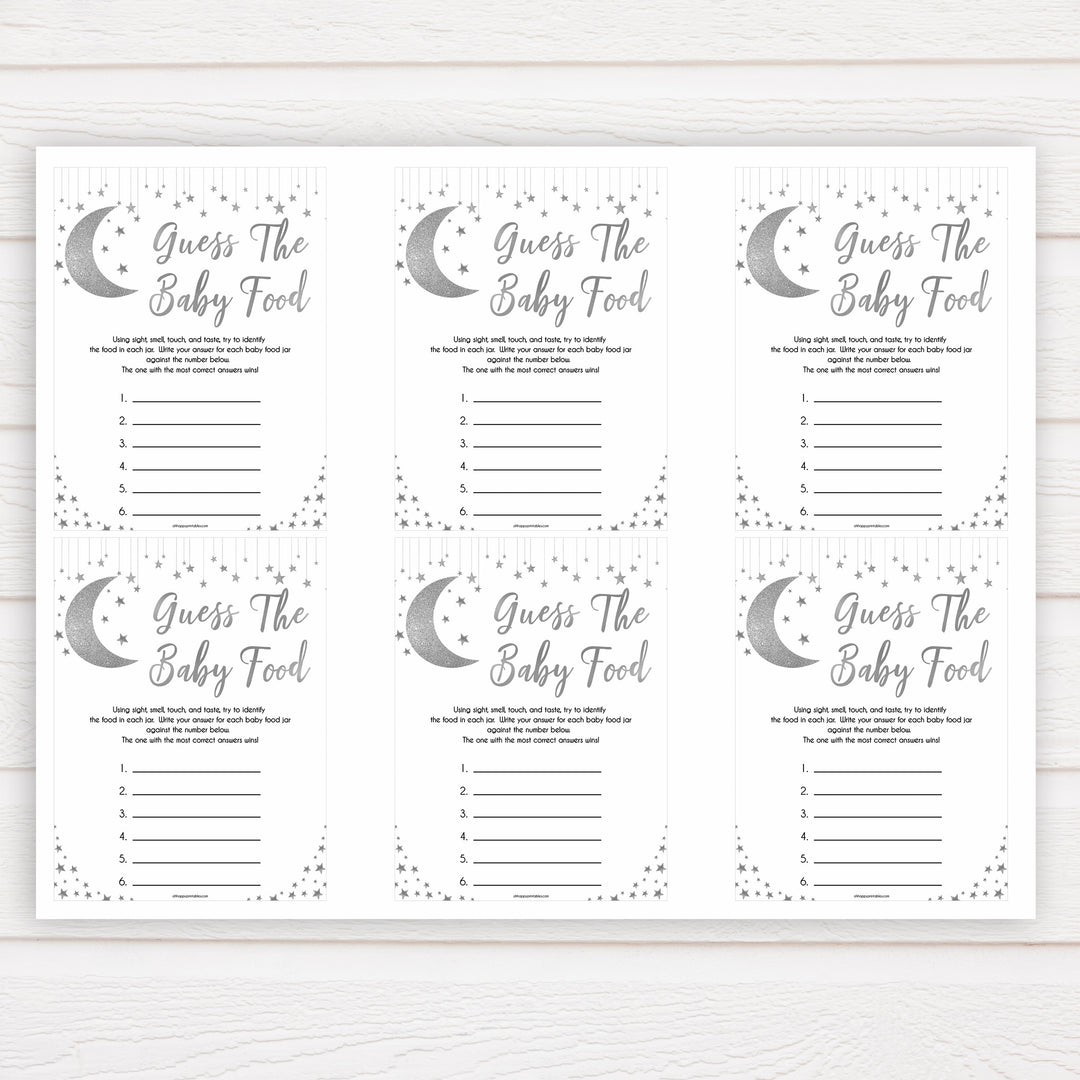 Silver little star, guess the baby food baby games, baby shower games, printable baby games, fun baby games, twinkle little star games, baby games, fun baby shower ideas, baby shower ideas