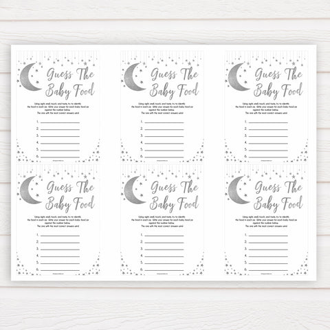 Silver little star, guess the baby food baby games, baby shower games, printable baby games, fun baby games, twinkle little star games, baby games, fun baby shower ideas, baby shower ideas