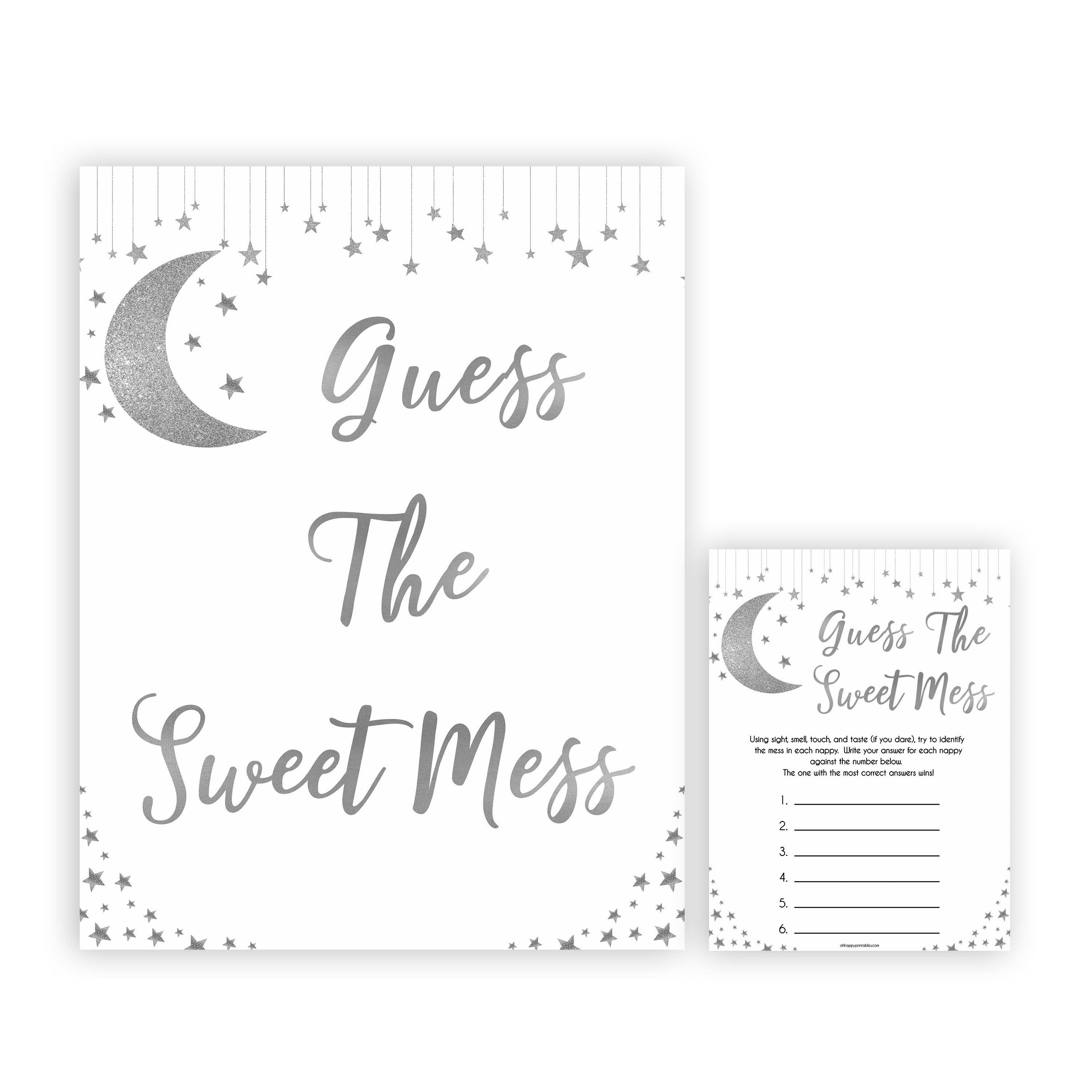 Silver little star, guess the sweet mess baby games, baby shower games, printable baby games, fun baby games, twinkle little star games, baby games, fun baby shower ideas, baby shower ideas