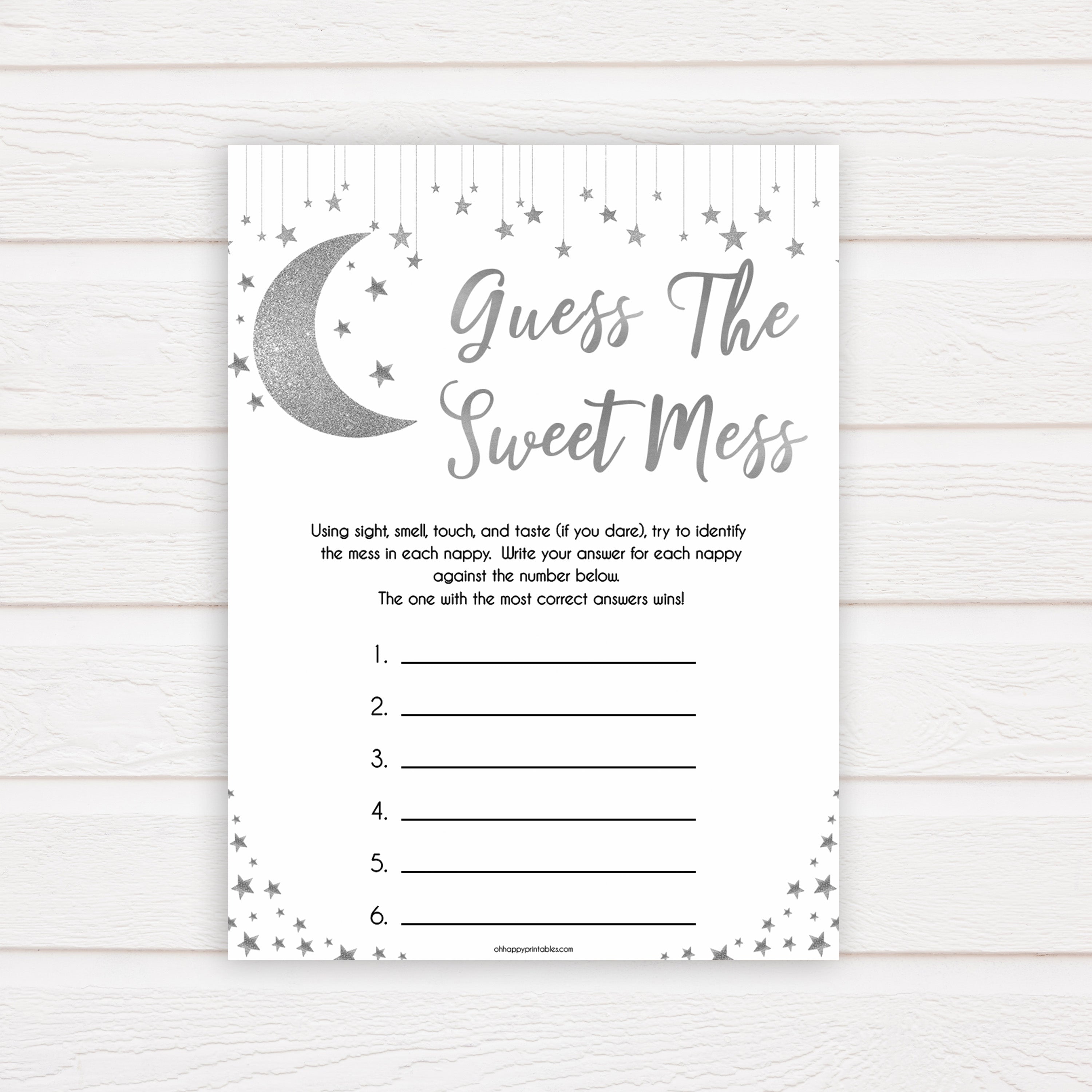 Silver little star, guess the sweet mess baby games, baby shower games, printable baby games, fun baby games, twinkle little star games, baby games, fun baby shower ideas, baby shower ideas