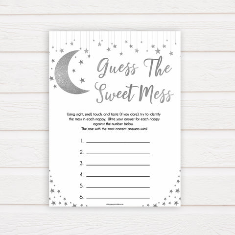 Silver little star, guess the sweet mess baby games, baby shower games, printable baby games, fun baby games, twinkle little star games, baby games, fun baby shower ideas, baby shower ideas