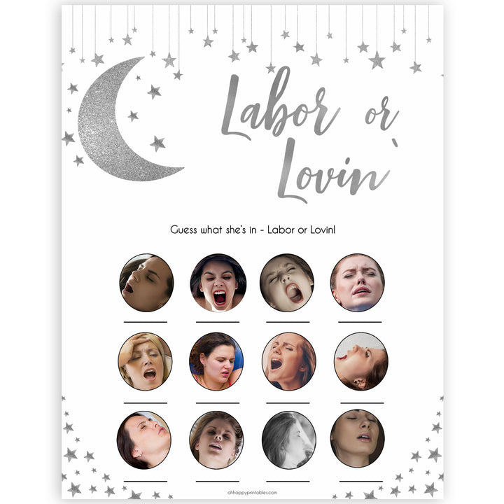 Silver little star, labour or lovin baby games, baby shower games, printable baby games, fun baby games, twinkle little star games, baby games, fun baby shower ideas, baby shower ideas