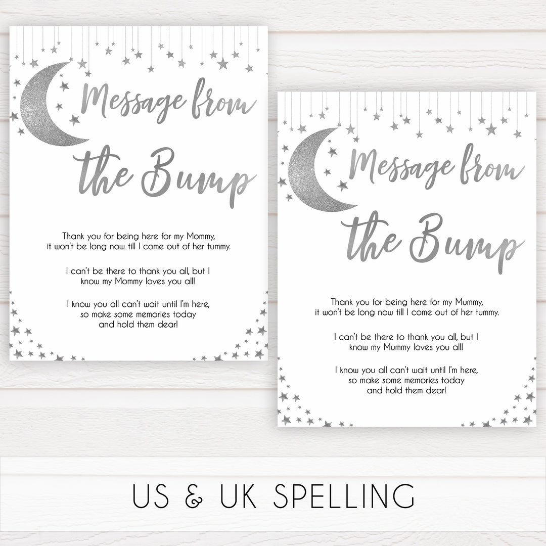 Silver little star, message from the bump baby games, baby shower games, printable baby games, fun baby games, twinkle little star games, baby games, fun baby shower ideas, baby shower ideas