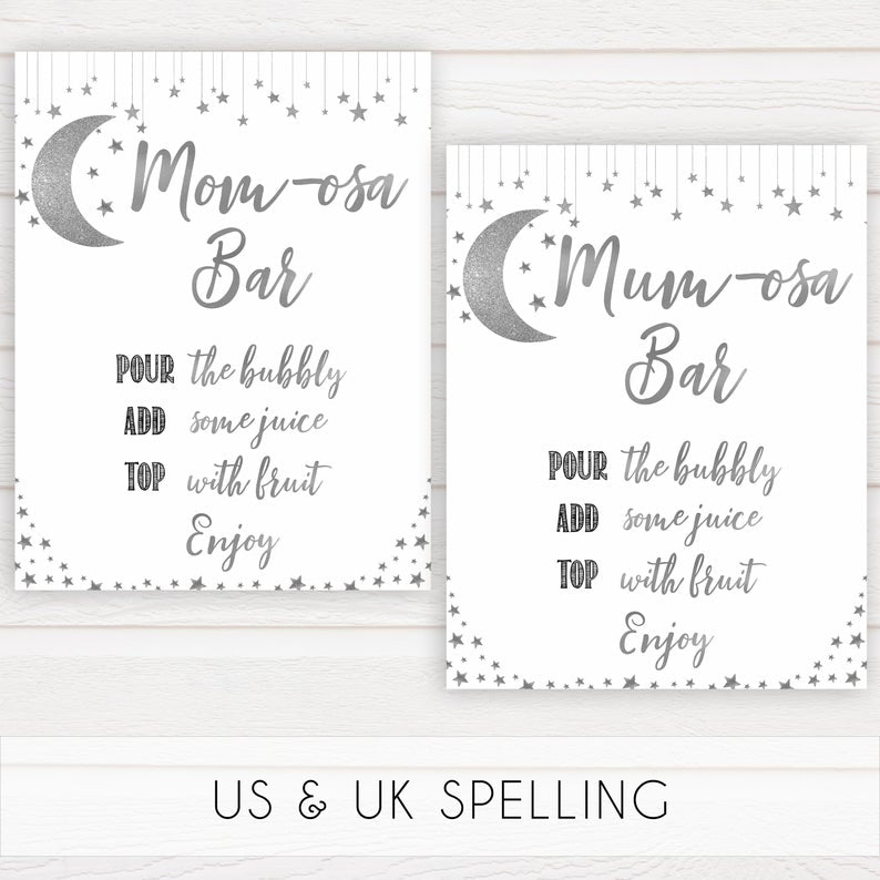 Momosa Baby Sign, Little star baby signs, printable baby signs, printable baby decor, twinkle baby shower, star baby decor, fun baby shower ideas, top baby shower themes
