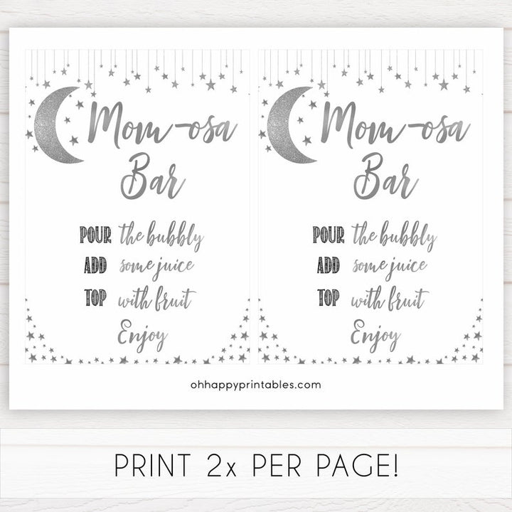 Momosa Baby Sign, Little star baby signs, printable baby signs, printable baby decor, twinkle baby shower, star baby decor, fun baby shower ideas, top baby shower themes