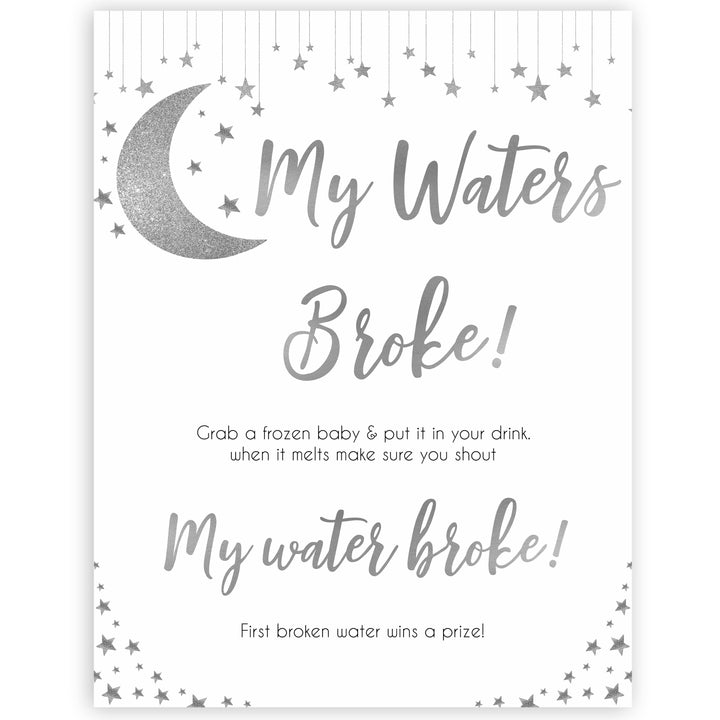 Silver little star, my waters broke baby games, baby shower games, printable baby games, fun baby games, twinkle little star games, baby games, fun baby shower ideas, baby shower ideas