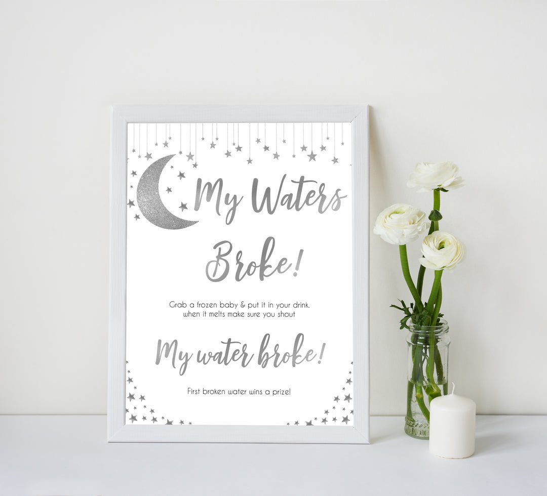 Silver little star, my waters broke baby games, baby shower games, printable baby games, fun baby games, twinkle little star games, baby games, fun baby shower ideas, baby shower ideas