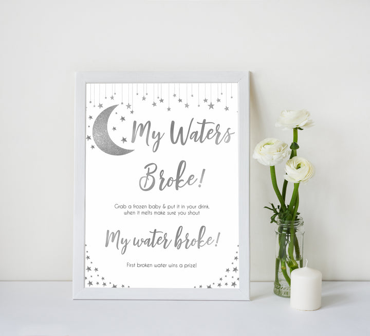 Silver little star, my waters broke baby games, baby shower games, printable baby games, fun baby games, twinkle little star games, baby games, fun baby shower ideas, baby shower ideas