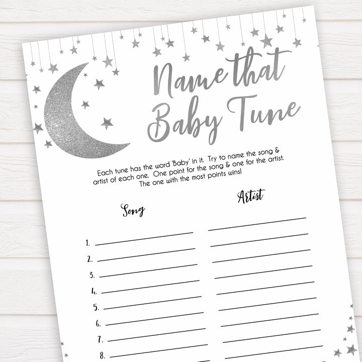 Silver little star, name that baby tune baby games, baby shower games, printable baby games, fun baby games, twinkle little star games, baby games, fun baby shower ideas, baby shower ideas