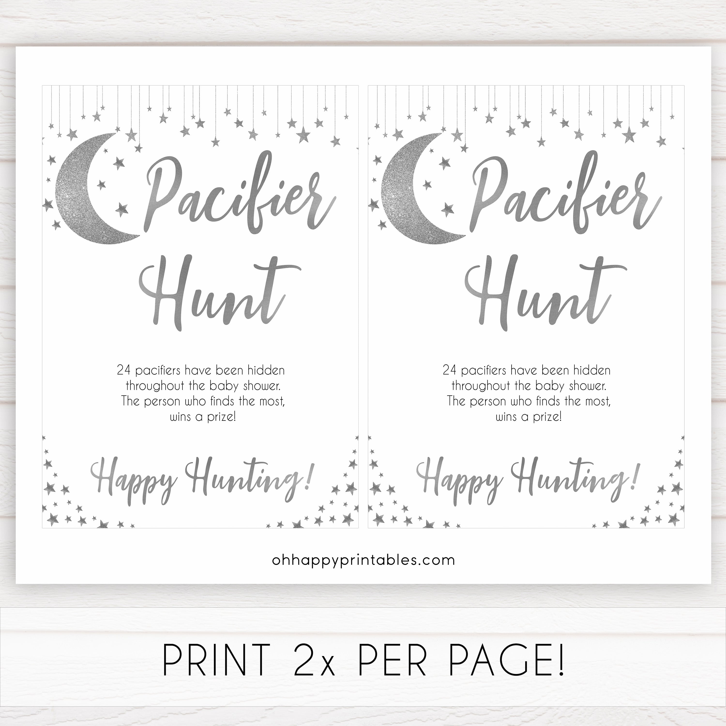 Silver little star, pacifier hunt baby games, baby shower games, printable baby games, fun baby games, twinkle little star games, baby games, fun baby shower ideas, baby shower ideas