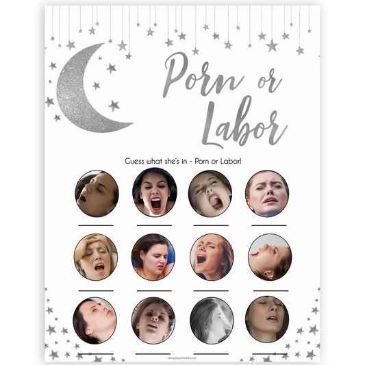 Silver little star, porn or labor, porn or labour baby games, baby shower games, printable baby games, fun baby games, twinkle little star games, baby games, fun baby shower ideas, baby shower ideas