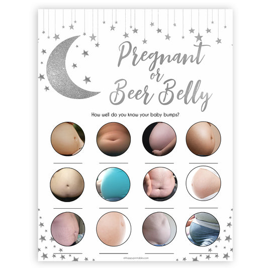 Silver little star, pregnant or beer belly baby games, baby shower games, printable baby games, fun baby games, twinkle little star games, baby games, fun baby shower ideas, baby shower ideas