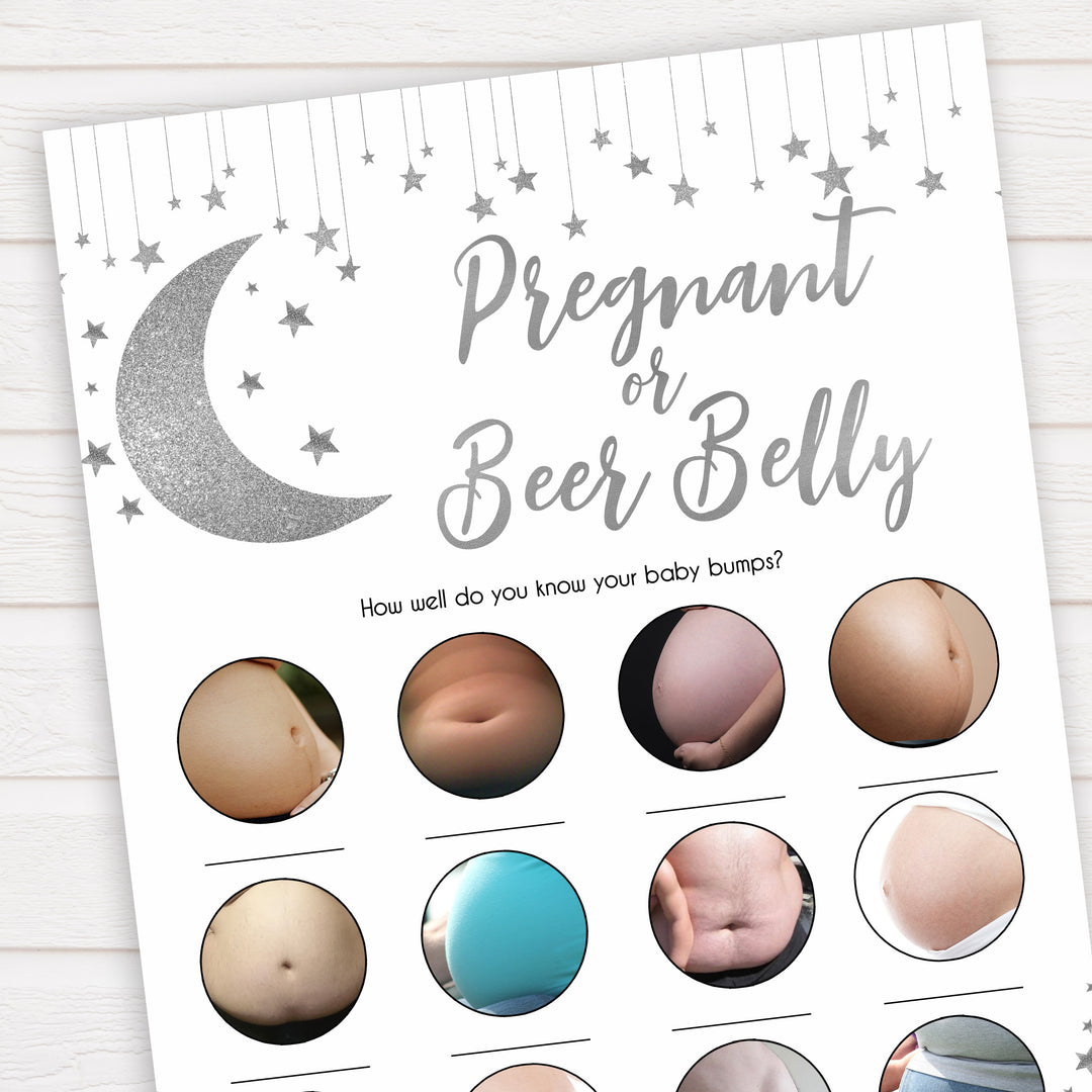 Silver little star, pregnant or beer belly baby games, baby shower games, printable baby games, fun baby games, twinkle little star games, baby games, fun baby shower ideas, baby shower ideas