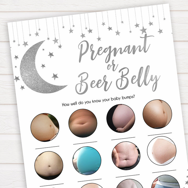 Silver little star, pregnant or beer belly baby games, baby shower games, printable baby games, fun baby games, twinkle little star games, baby games, fun baby shower ideas, baby shower ideas