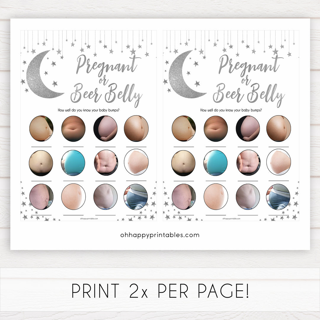 Silver little star, pregnant or beer belly baby games, baby shower games, printable baby games, fun baby games, twinkle little star games, baby games, fun baby shower ideas, baby shower ideas